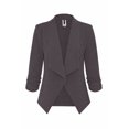 thumbnail image 1 of Women's Casual Fitted Blazer Draped Open Front with Ruched 3/4 Sleeves (S-3XL), 1 of 6