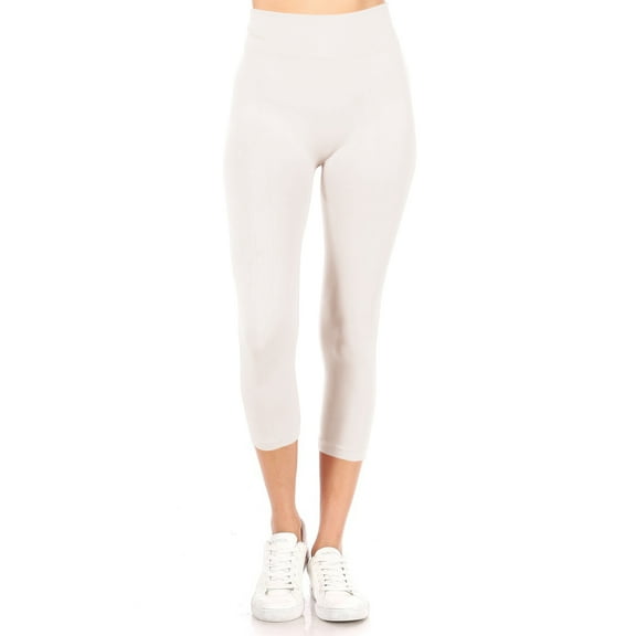 Women's Casual High Waist Solid Seamless Capri Leggings  Stretch Fit