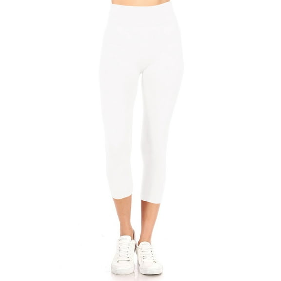 Moa Collection Women's Casual High Waist Solid Seamless Capri Leggings