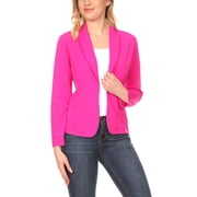 Moa Collection Womens Casual Long Sleeves Office Workwear Solid Blazer Jacket S-3XL
