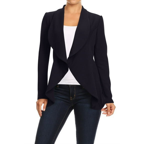 Moa Collection Women's Office Blazer Casual Long Sleeve Solid Open Front Design S-3XL