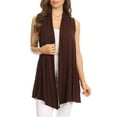 thumbnail image 1 of Moa Collection Women's Casual Open Draped Front Solid Cardigan Vest, 1 of 6