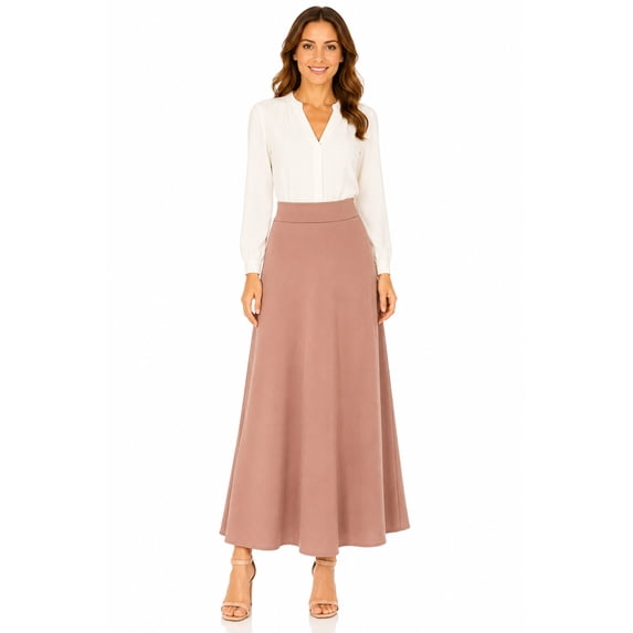 Women's Flowy Maxi Skirt with High Waist and A-Line Silhouette