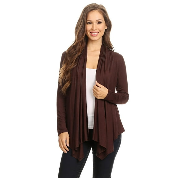 Women's Casual Solid Long Sleeve Open Front Draped Cardigan