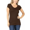 thumbnail image 1 of Moa Collection Women Casual Solid V-Neck Short Sleeve Basic T-Shirt Top, 1 of 4