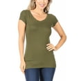 thumbnail image 1 of Moa Collection Women Casual Solid V-Neck Short Sleeve Basic T-Shirt Top, 1 of 4