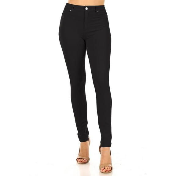 Women's Classic Skinny Ponte Pants Stretchy Mid-Rise Fit, 5-Pocket Design