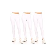 Moa Collection Women's Casual Stretch Pull On High Waist Solid Basic Leggings Pants S-3XL Pack of 3 White M