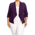 thumbnail image 1 of Moa Collection Women's Chic Plus Size Office Blazer – Rolled Up 3/4 Sleeves Open Front, 1 of 4
