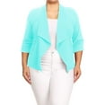 thumbnail image 1 of Moa Collection Women's Chic Plus Size Office Blazer – Rolled Up 3/4 Sleeves Open Front, 1 of 4