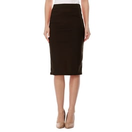 Women's Stretch Midi Pencil Skirt with Elastic Waist