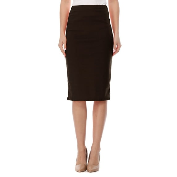Women's Casual Elastic Band High Waist Stretch Office Work Solid Midi Skirt