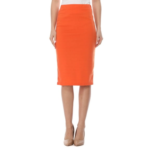 Moa Collection Women's Elastic High Waist Stretch Comfy Office Work Wear Solid Midi Skirt S-3XL