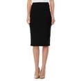 thumbnail image 1 of Moa Collection Women's Elastic High Waist Stretch Comfy Office Work Wear Solid Midi Skirt S-3XL, 1 of 5