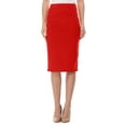 thumbnail image 1 of Moa Collection Women's Elastic High Waist Stretch Comfy Office Work Wear Solid Midi Skirt S-3XL, 1 of 5