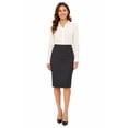 thumbnail image 1 of Women's Elastic High Waist Stretch Comfy Office Work Wear Solid Midi Skirt S-3XL, 1 of 6