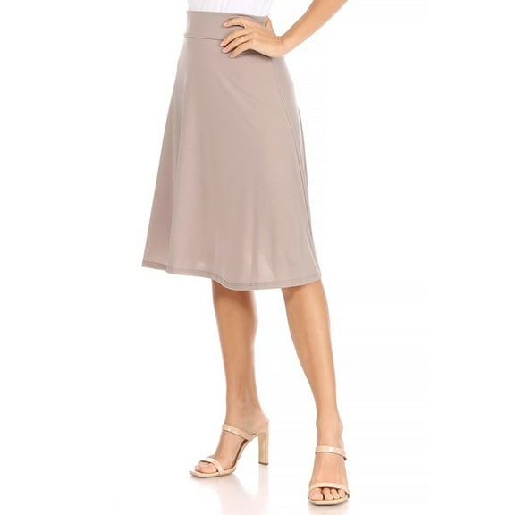 Women's Elegant Casual Midi Skirt with Foldable Waist and Stretch Fabric