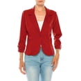 thumbnail image 1 of Moa Collection Women's Fitted Solid Blazer with Button Closure and Ruched Sleeves, 1 of 6