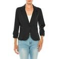 thumbnail image 1 of Moa Collection Women's Fitted Solid Blazer with Button Closure and Ruched Sleeves, 1 of 7