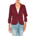 thumbnail image 1 of Moa Collection Women's Fitted Solid Blazer with Button Closure and Ruched Sleeves, 1 of 7