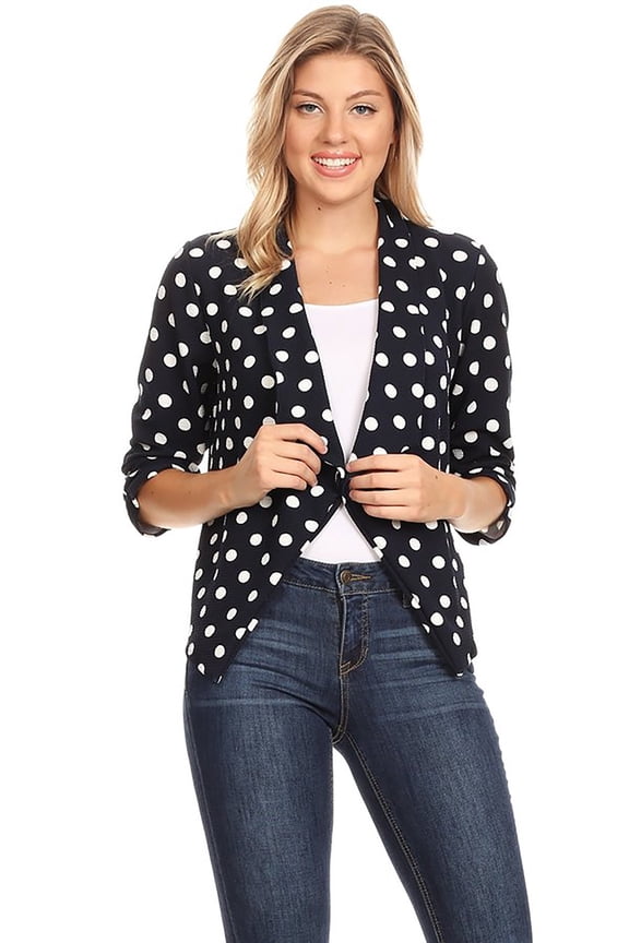 Moa Collection Women's Fitted Waist Length Jacket Open Front Draped Neck Ruched Sleeves