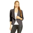 thumbnail image 1 of Women's Fitted Waist Length Jacket Open Front Draped Neck Ruched Sleeves, 1 of 6