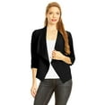 thumbnail image 1 of Women's Fitted Waist Length Jacket Open Front Draped Neck Ruched Sleeves, 1 of 6