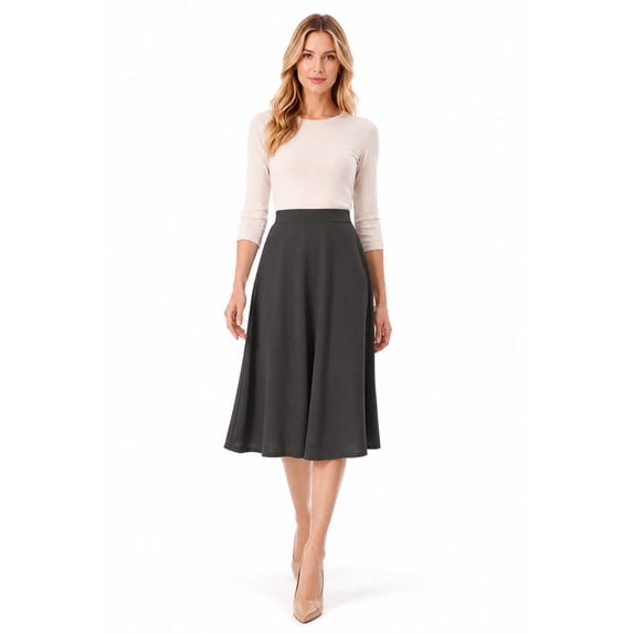 Women's Flared Lightweight Elastic Midi A-Line Skirt, Comfortable and Stylish Skirt