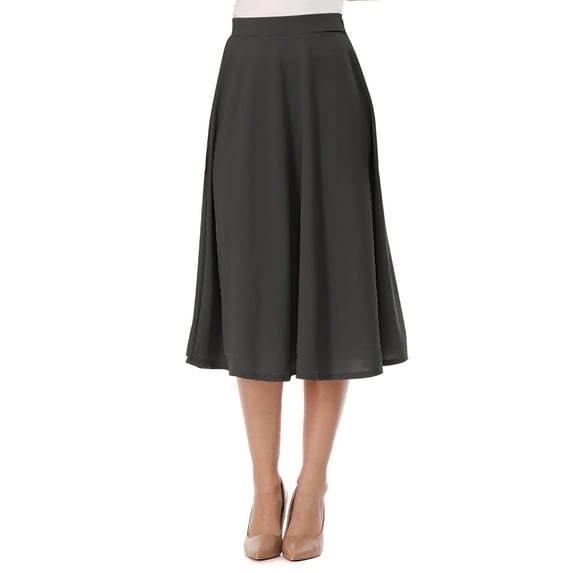 Women's Flared Lightweight Elastic Midi A-Line Skirt - Comfortable and Stylish