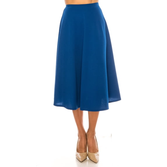 Women's Flared Lightweight Elastic Midi A-Line Skirt - Comfortable and Stylish