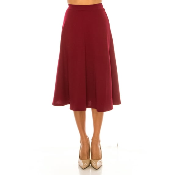 Women's Flared Lightweight Elastic Midi A-Line Skirt - Comfortable and Stylish