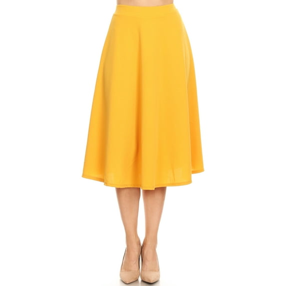 Women's Flared Lightweight Elastic Midi A-line Skirt