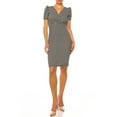 thumbnail image 1 of Moa Collection Women's Floral Sheath Dress with Deep V-Neckline and Puff Sleeves, 1 of 6