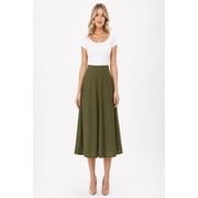 Women's Classic Pleated Midi Skirt Aline Flare for Everyday Elegance