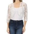 thumbnail image 1 of Moa Collection Women's Lace Crochet Bolero Open Cardigan with Sheer 3/4 Sleeves, 1 of 6