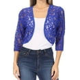 thumbnail image 1 of Moa Collection Women's Lace Crochet Bolero Open Cardigan with Sheer 3/4 Sleeves, 1 of 6