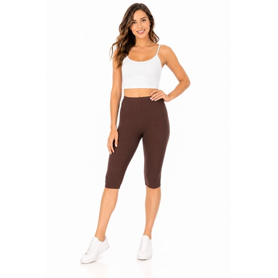 Women's Lightweight Solid Casual High Waist Running Yoga Daily Workout Capri Leggings