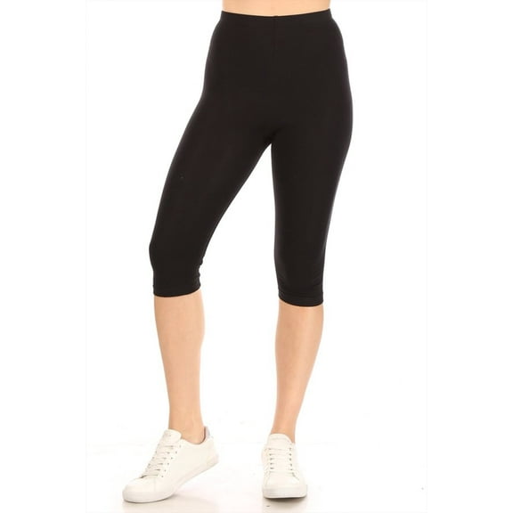 Women's Lightweight Solid Casual High Waist Running Yoga Daily Workout Capri Leggings