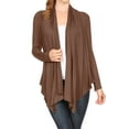 thumbnail image 1 of Moa Collection Women's Long Sleeve Draped Neck Open Front Waist Length Solid Cardigan, 1 of 4
