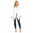 thumbnail image 1 of Moa Collection Women's Long Sleeve Draped Neck Open Front Waist Length Solid Cardigan, 1 of 6