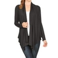 thumbnail image 1 of Moa Collection Women's Long Sleeve Draped Neck Open Front Waist Length Solid Cardigan, 1 of 4