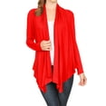 thumbnail image 1 of Moa Collection Women's Long Sleeve Draped Neck Open Front Waist Length Solid Cardigan, 1 of 4