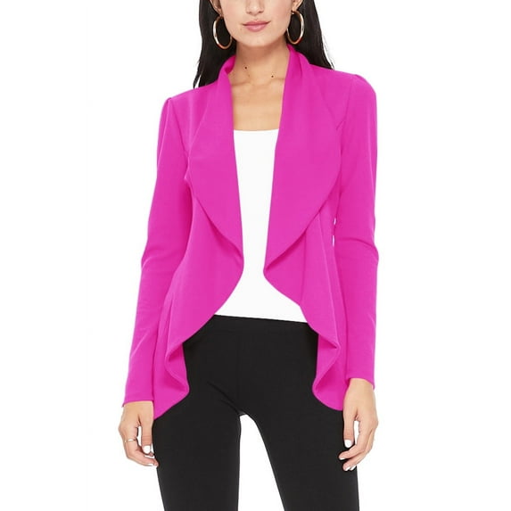 Moa Collection Women's Long Sleeve Open Front Blazer Solid Office Jacket (S-3XL)