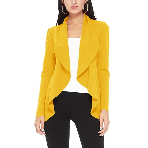 Moa Collection Women's Long Sleeve Open Front Blazer Solid Office Jacket (S-3XL)