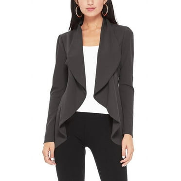 Moa Collection Women's Long Sleeve Open Front Blazer Solid Office Jacket (S-3XL)