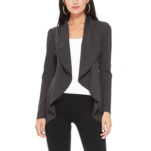 Moa Collection Women's Long Sleeve Open Front Blazer Solid Office Jacket (S-3XL)
