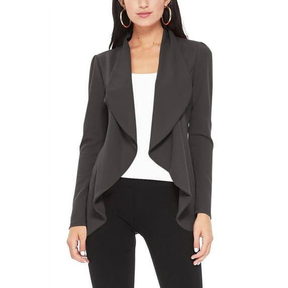 Moa Collection Women's Long Sleeve Open Front Blazer Solid Office Jacket (S-3XL)
