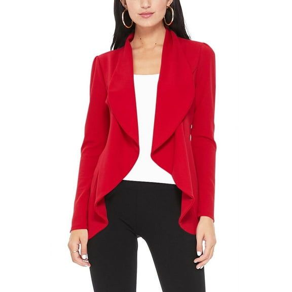 Moa Collection Women's Long Sleeve Open Front Blazer Solid Office Jacket (S-3XL)