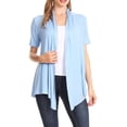 thumbnail image 1 of Women's Loose Fit Short Sleeve Draped Open Front Office Wear Solid Cardigan, 1 of 6