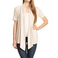 thumbnail image 1 of Women's Loose Fit Short Sleeve Draped Open Front Office Wear Solid Cardigan, 1 of 5